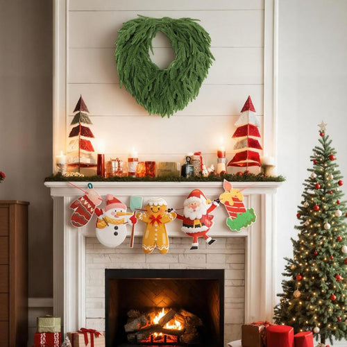 24" Norfolk Pine Wreath, Artificial Christmas Wreaths, Real Touch Green Winter Garland for Front Door Wall Window Indoor Outdoor Christmas Home Holiday Decor, FF13