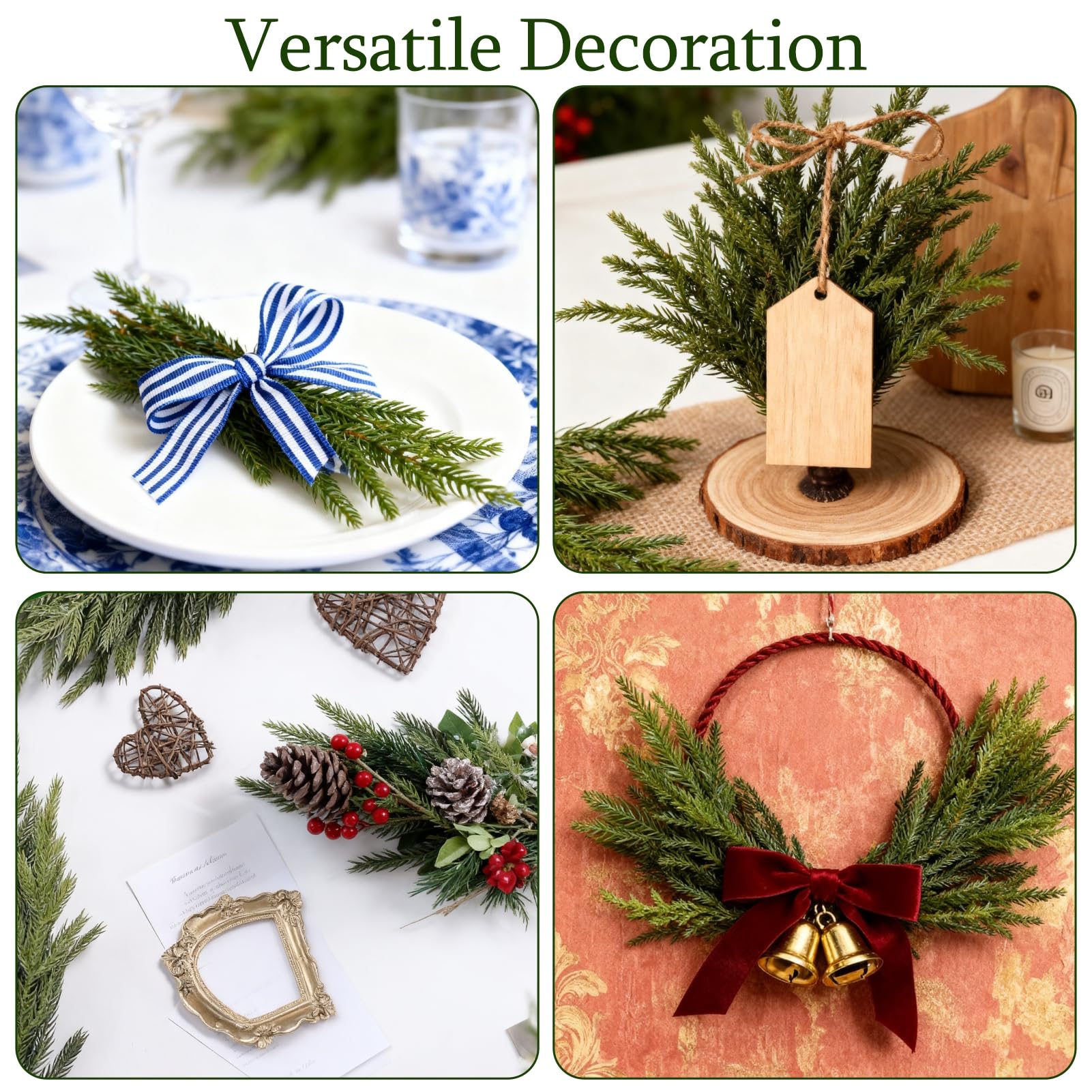 12 Pcs Norfolk Pine Branches, 18" Artificial Norfolk Pine Stems, Realistic Droopy Soft Bendable Pine Stems, Faux Greenery Stem for Vases Cedar Wreath Garland Christmas Home Decor, FF08